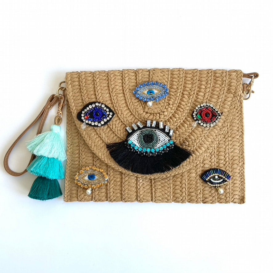 Aqua Evil Eye Clutch bohobourgeoisie